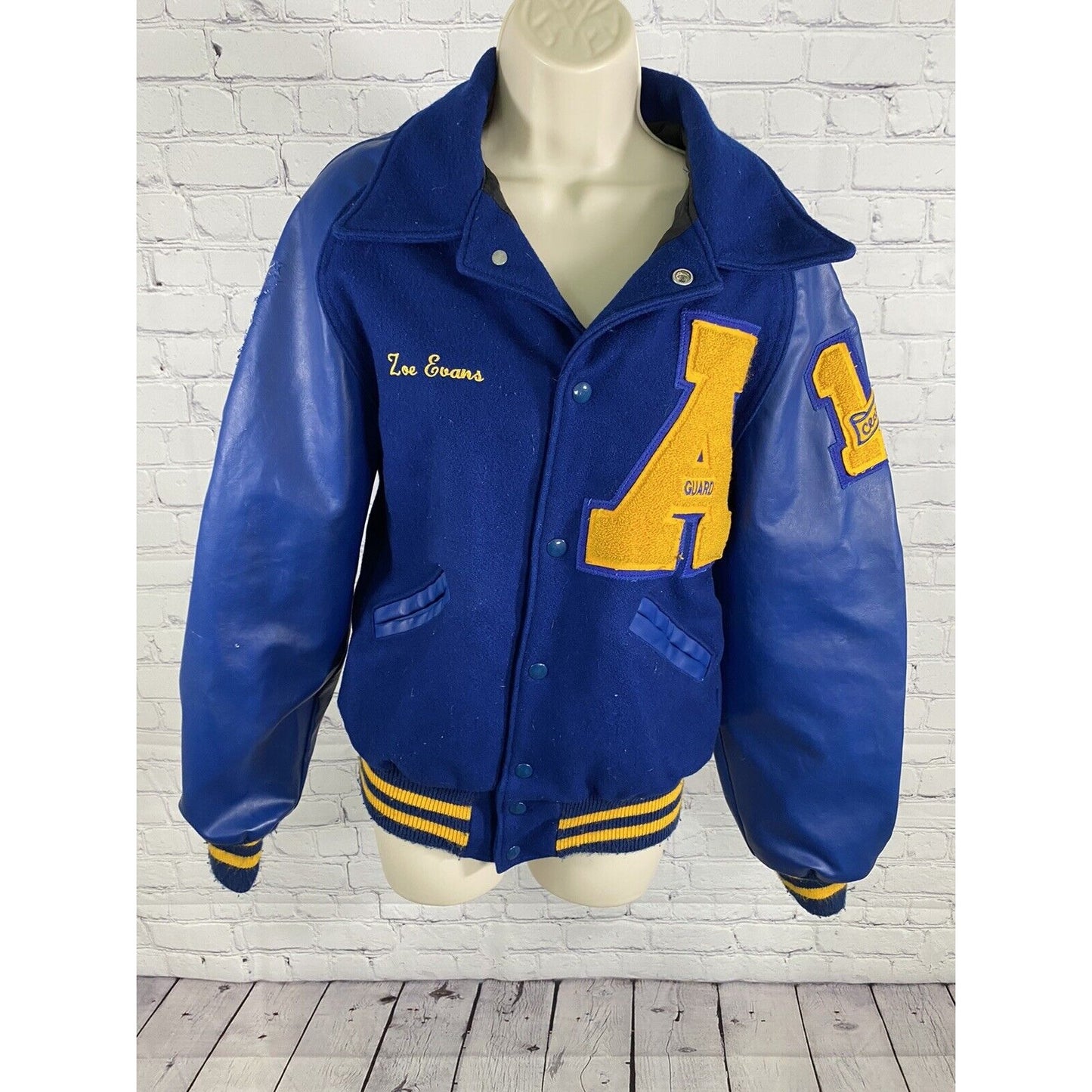 Neff Blue Yellow Wool Blend Color Guard Class of 2014 Letterman Jacket Small S