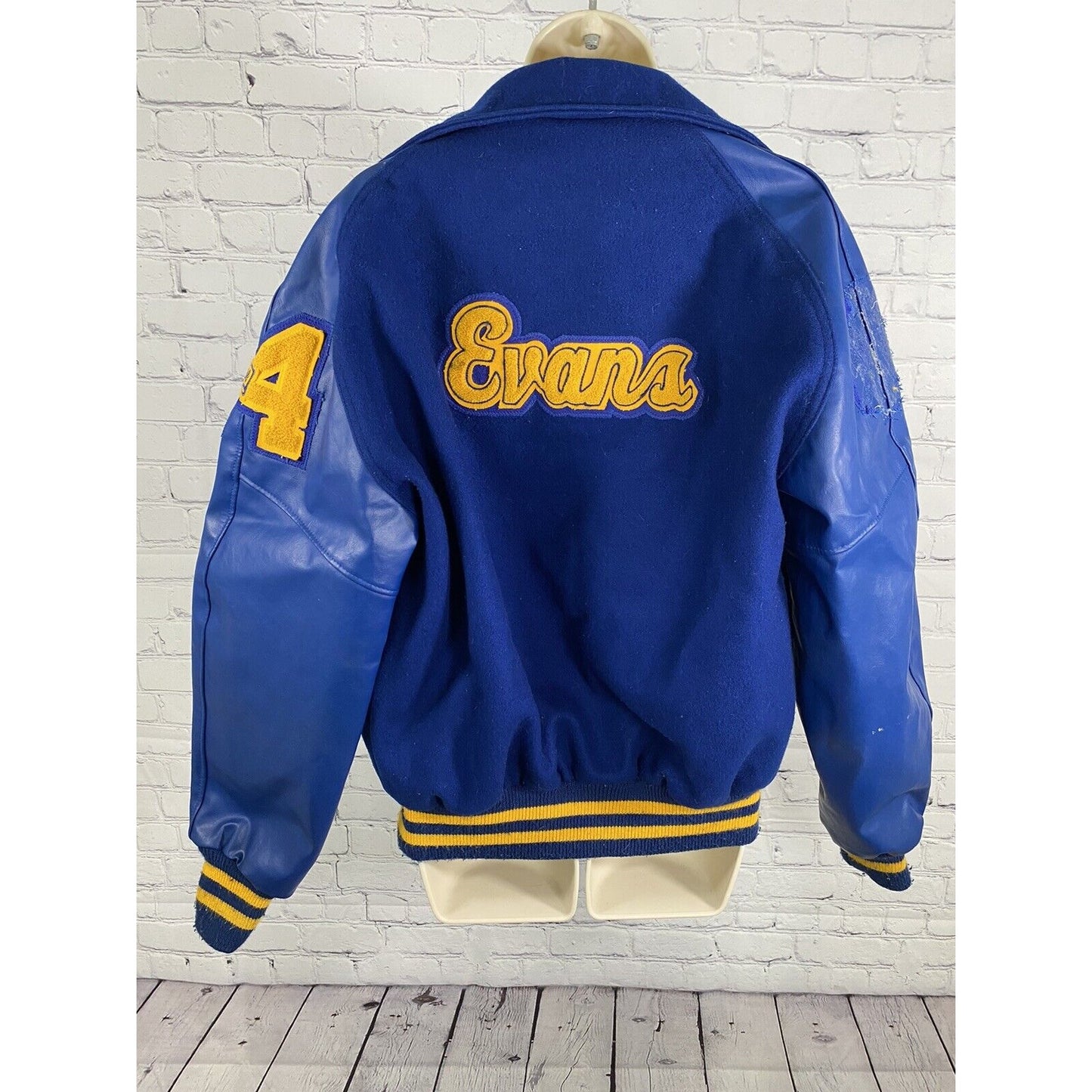 Neff Blue Yellow Wool Blend Color Guard Class of 2014 Letterman Jacket Small S