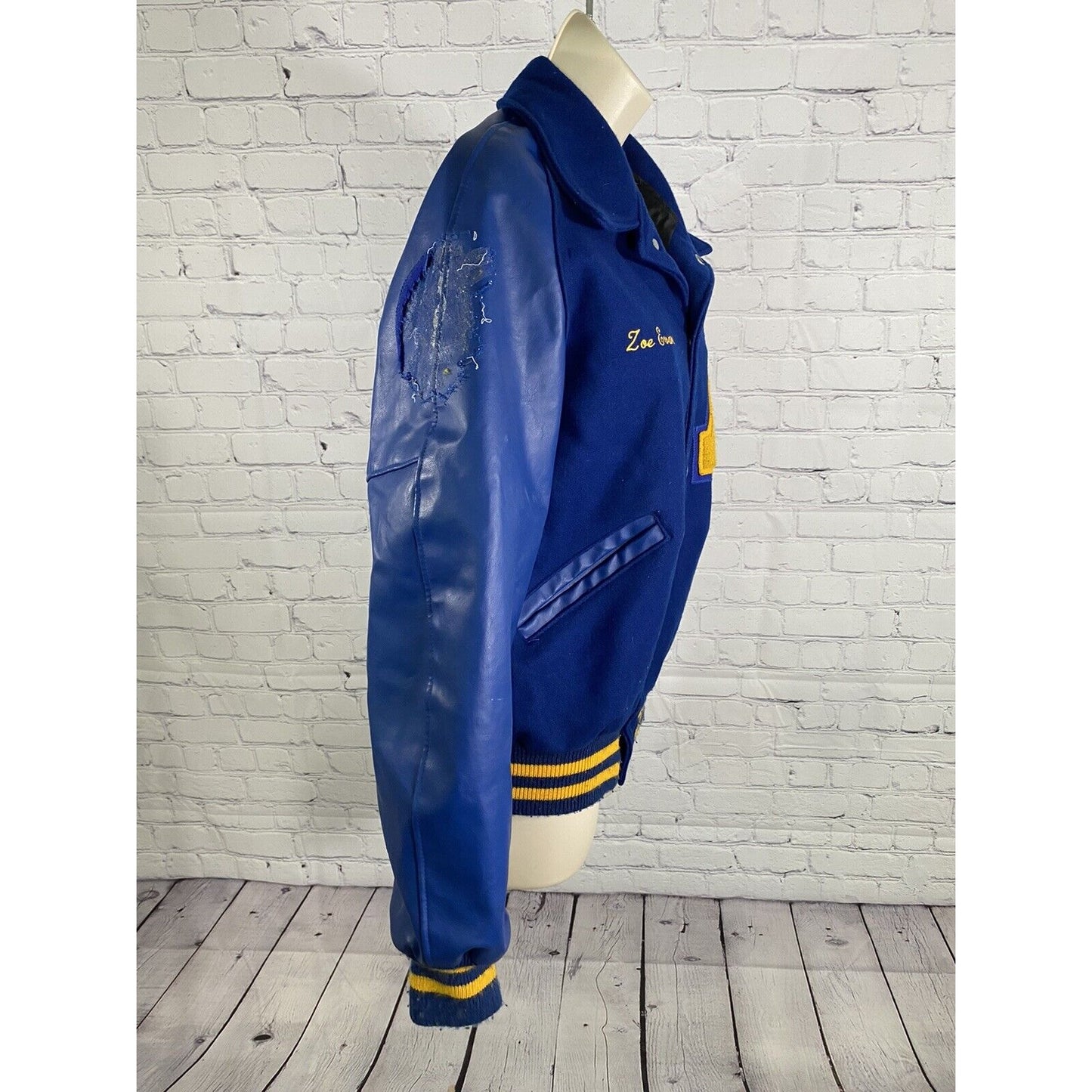 Neff Blue Yellow Wool Blend Color Guard Class of 2014 Letterman Jacket Small S