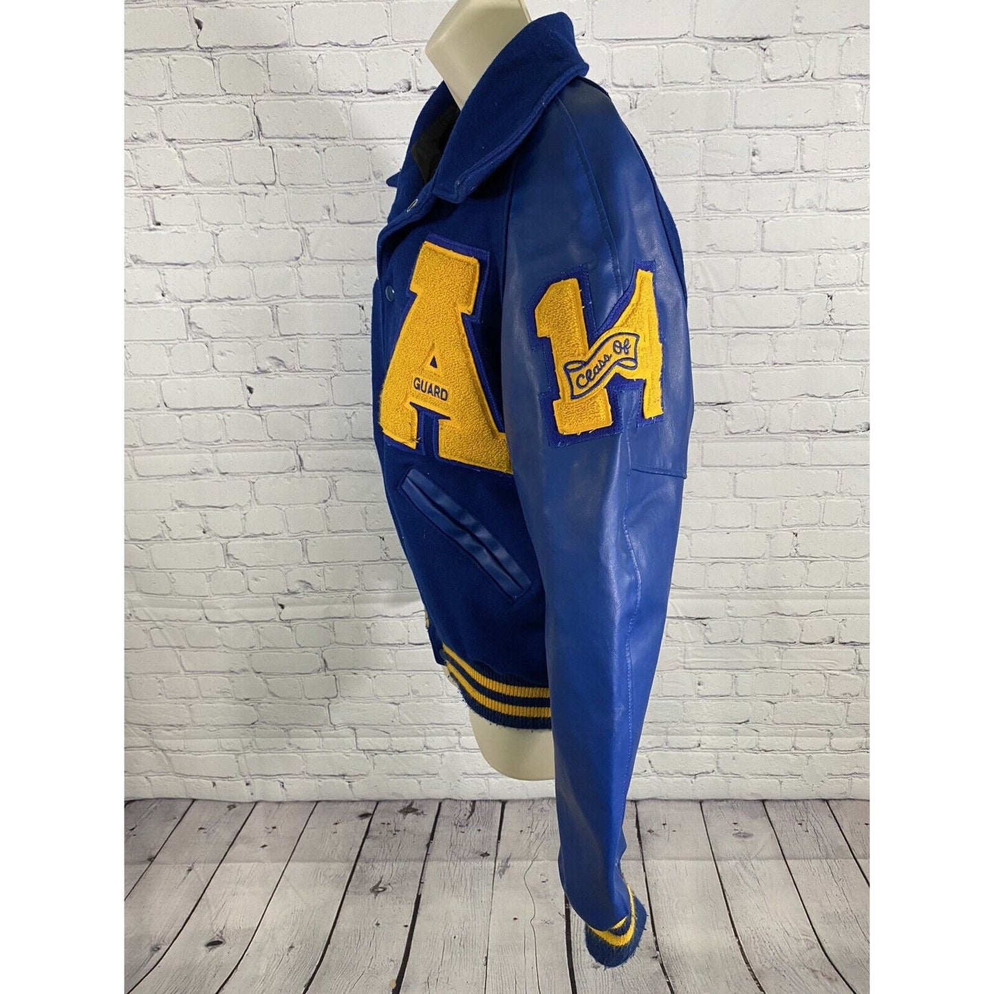 Neff Blue Yellow Wool Blend Color Guard Class of 2014 Letterman Jacket Small S