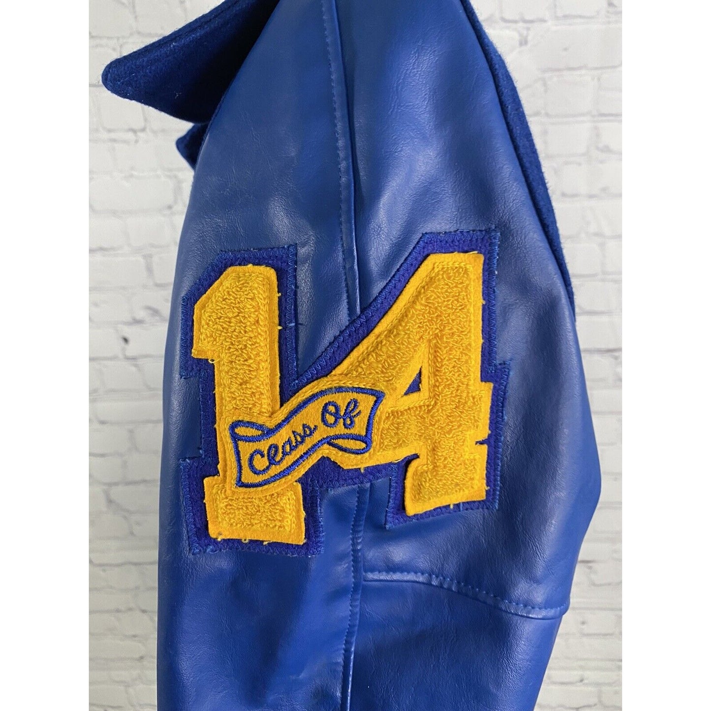 Neff Blue Yellow Wool Blend Color Guard Class of 2014 Letterman Jacket Small S