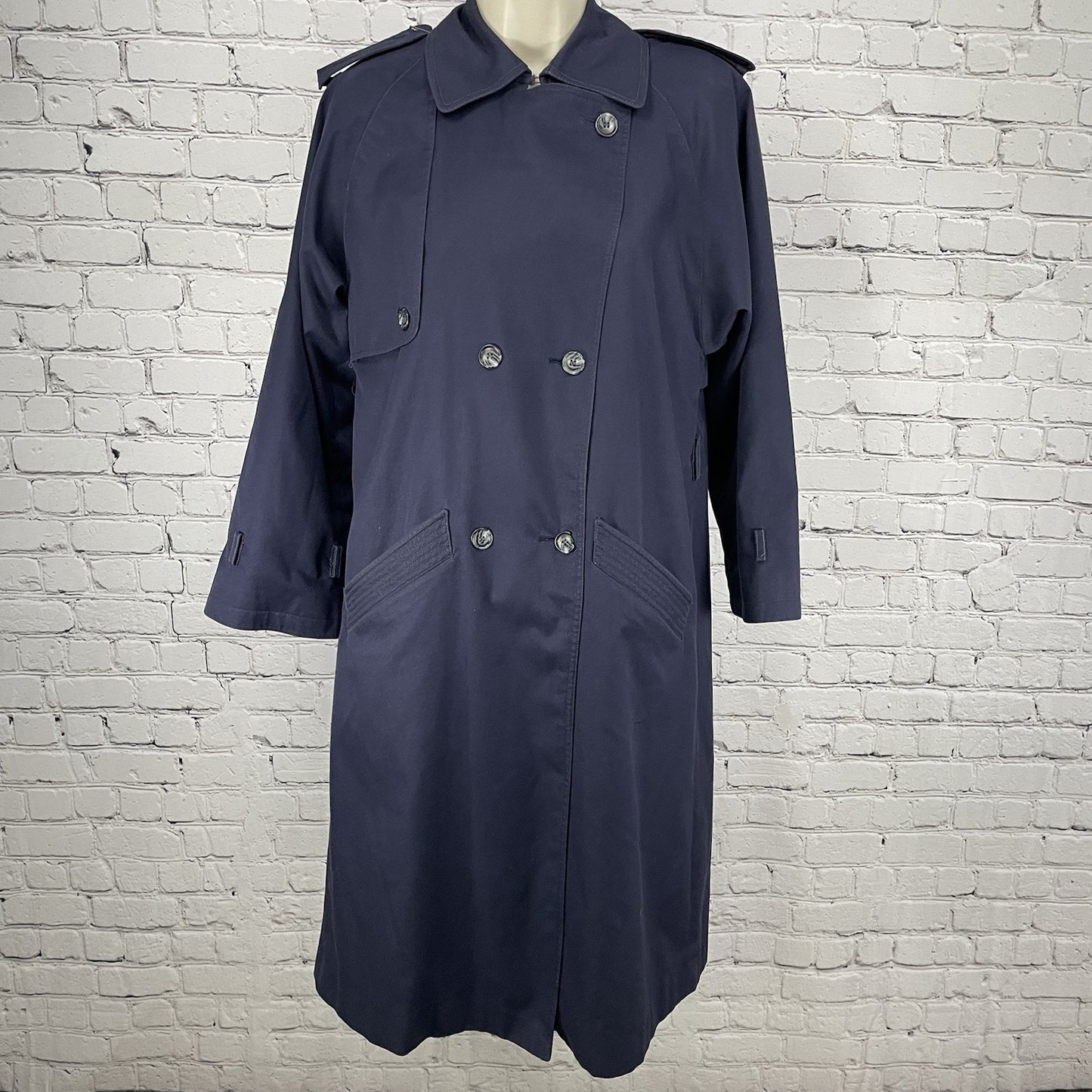 Cyclone Navy Blue Cotton Blend Lined Trench Pea Coat Pockets Collared Size 6