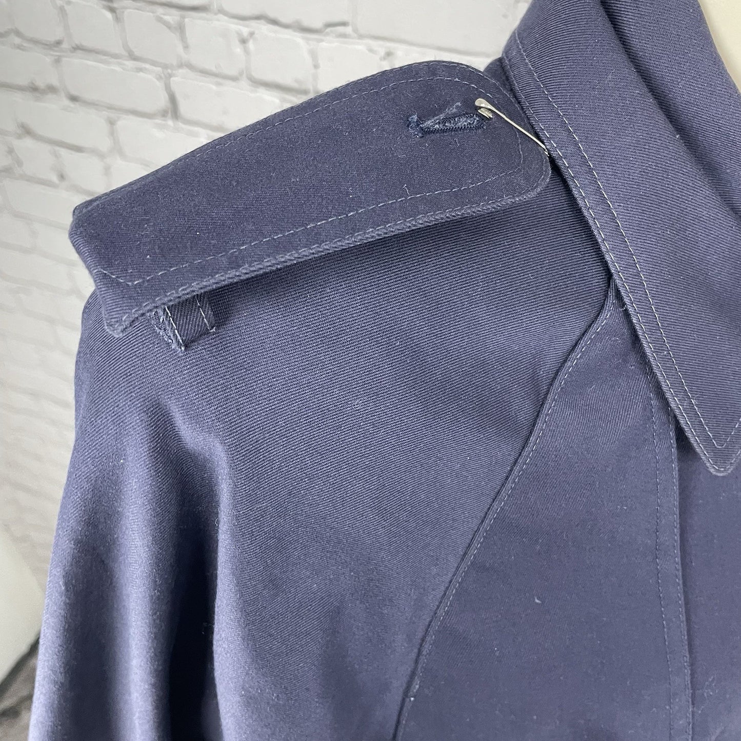 Cyclone Navy Blue Cotton Blend Lined Trench Pea Coat Pockets Collared Size 6