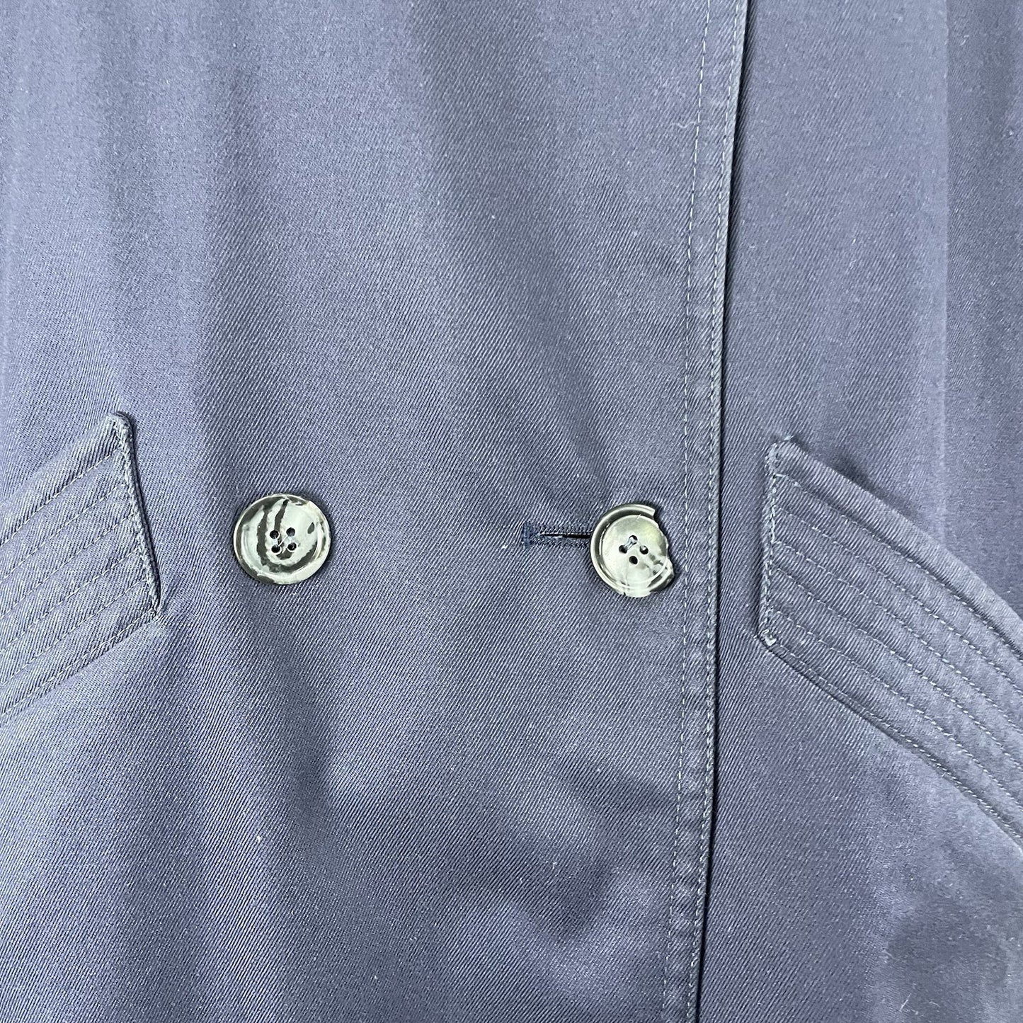 Cyclone Navy Blue Cotton Blend Lined Trench Pea Coat Pockets Collared Size 6