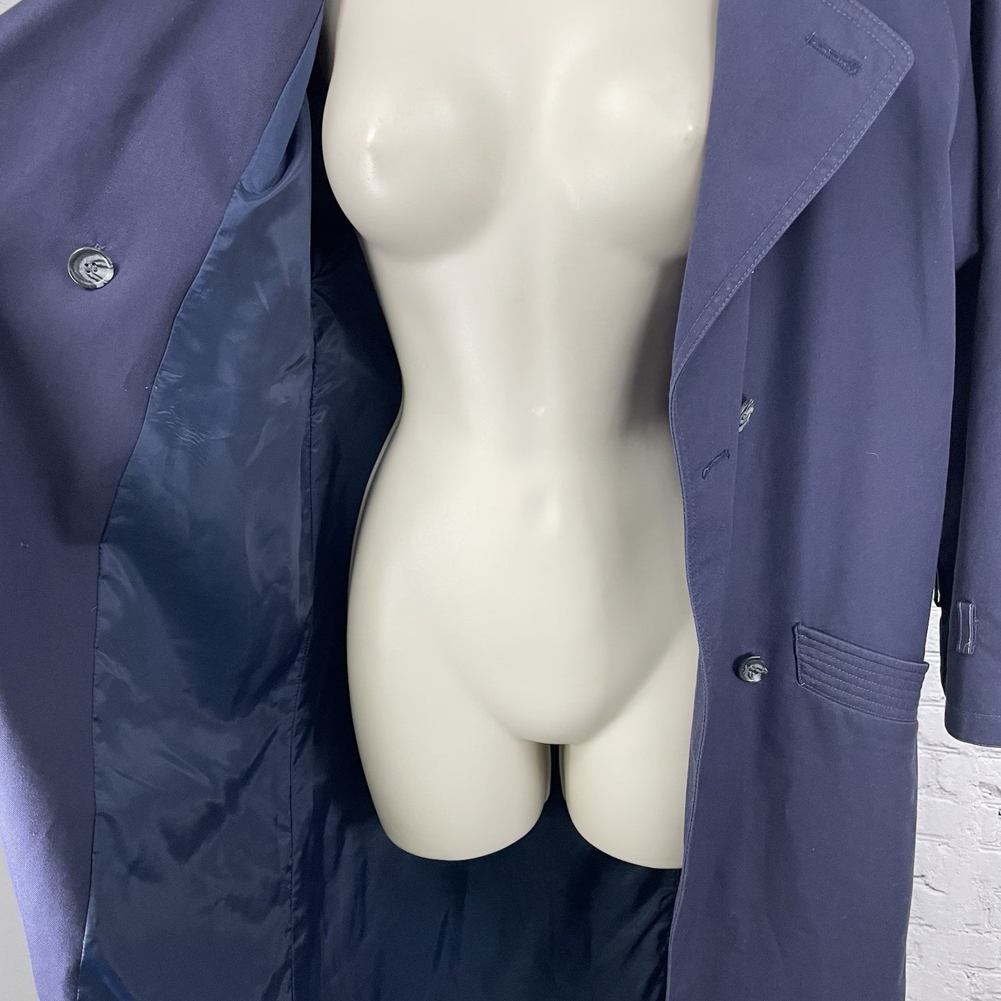 Cyclone Navy Blue Cotton Blend Lined Trench Pea Coat Pockets Collared Size 6