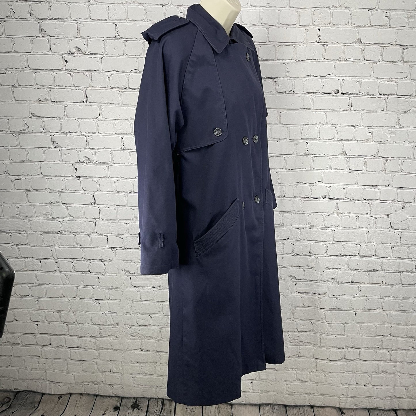 Cyclone Navy Blue Cotton Blend Lined Trench Pea Coat Pockets Collared Size 6