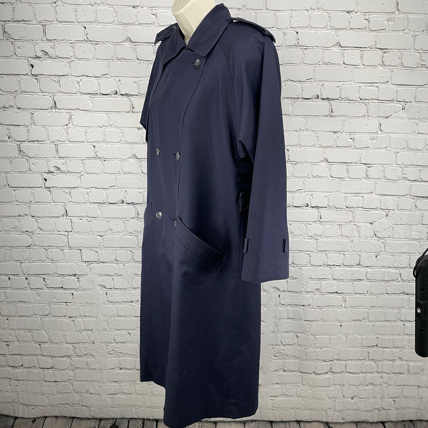 Cyclone Navy Blue Cotton Blend Lined Trench Pea Coat Pockets Collared Size 6