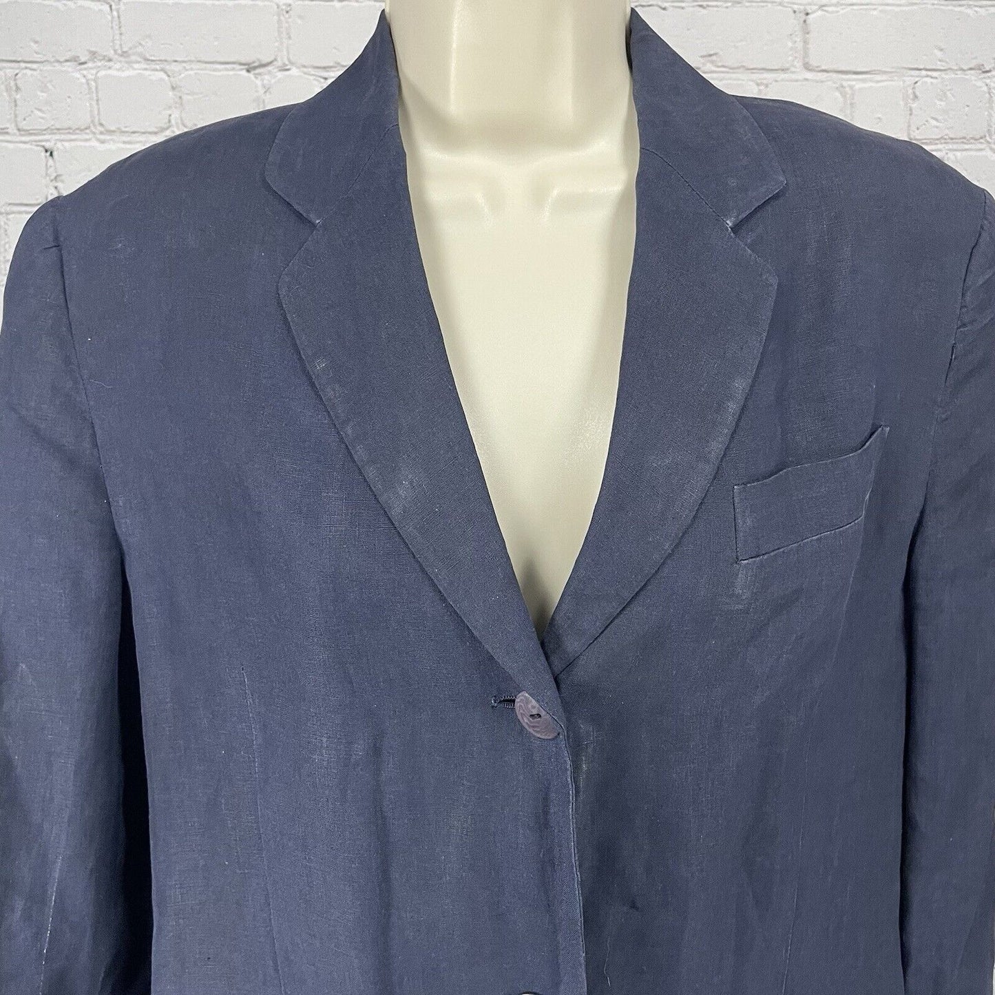 VTG Vestimenta Blue Linen Italian Lightweight 3 Button Blazer Jacket Size Medium