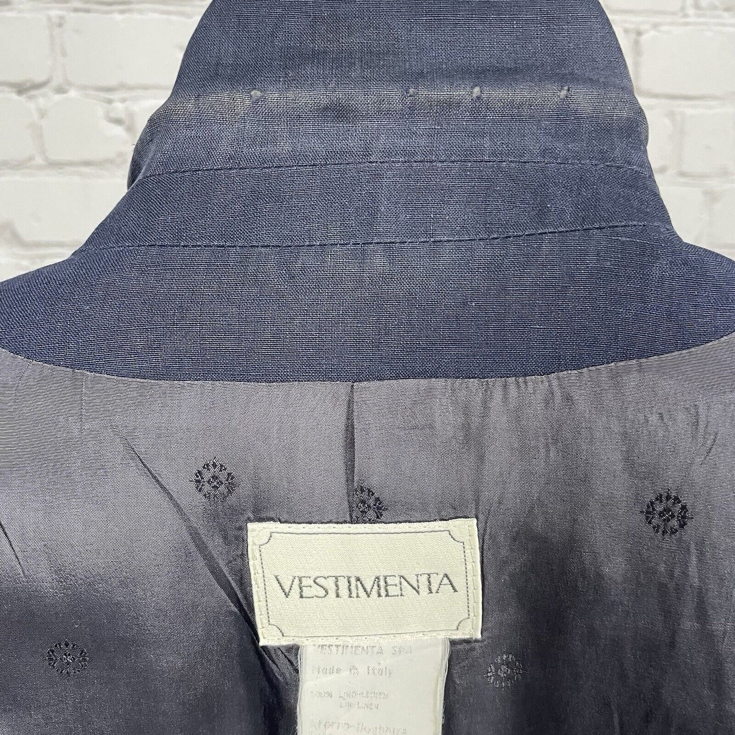 VTG Vestimenta Blue Linen Italian Lightweight 3 Button Blazer Jacket Size Medium