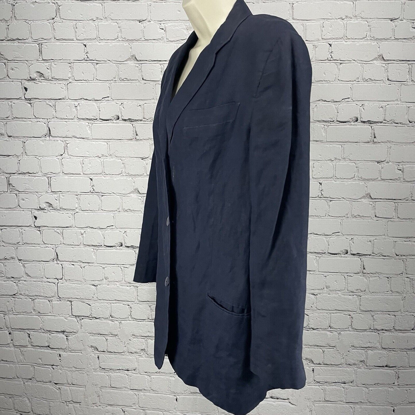 VTG Vestimenta Blue Linen Italian Lightweight 3 Button Blazer Jacket Size Medium