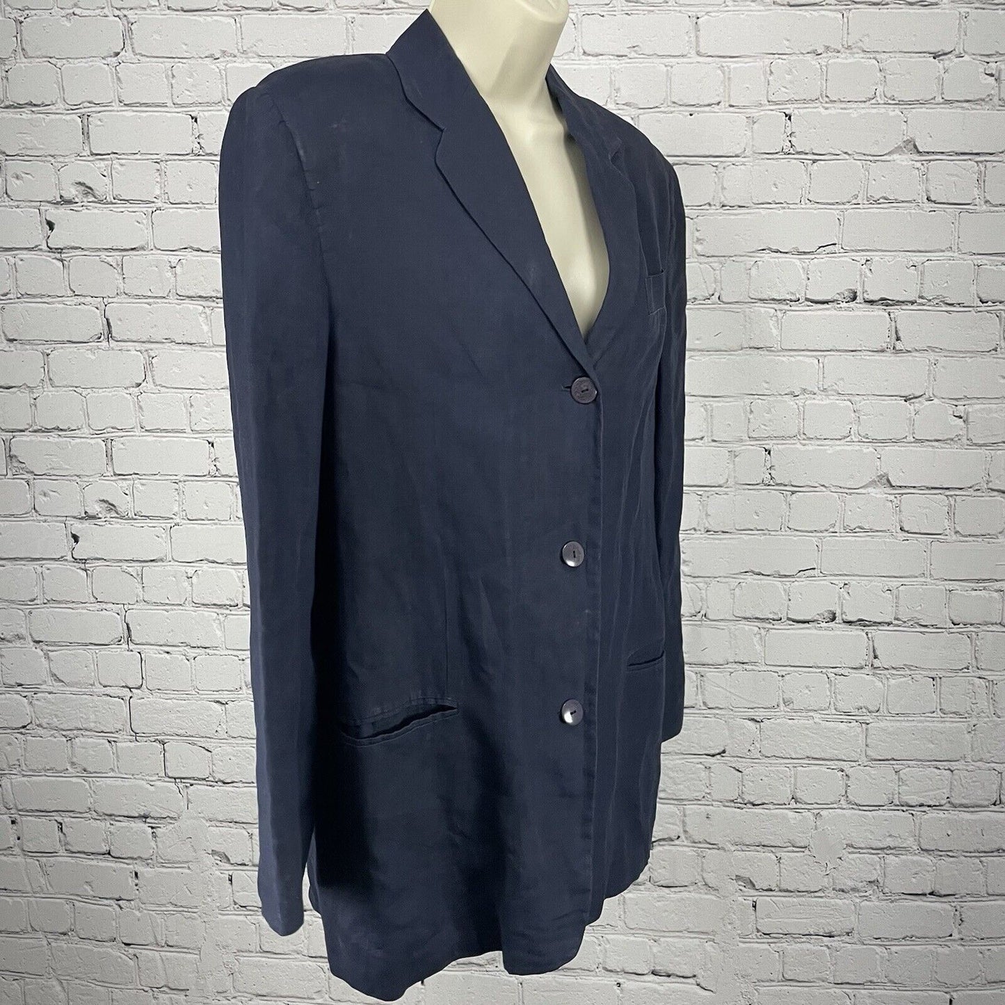 VTG Vestimenta Blue Linen Italian Lightweight 3 Button Blazer Jacket Size Medium