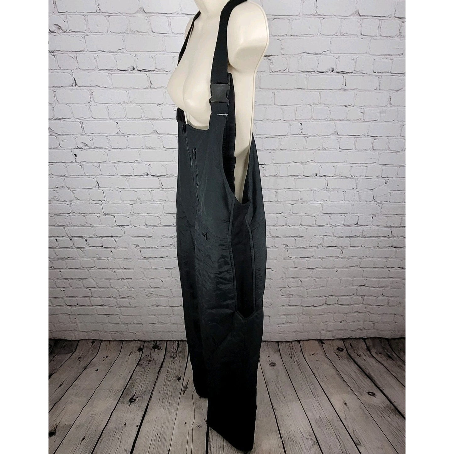 VTG OSSI Black Zip Adjustable Insulated Stretch Panel Snow Ski Bib Size Medium M