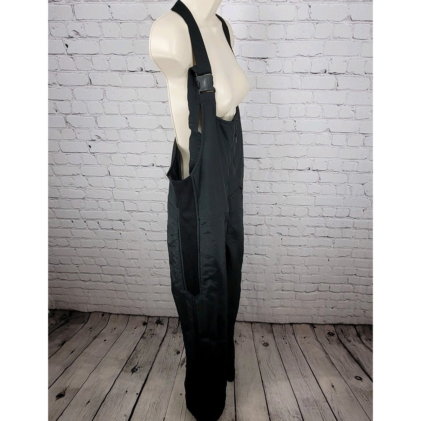 VTG OSSI Black Zip Adjustable Insulated Stretch Panel Snow Ski Bib Size Medium M