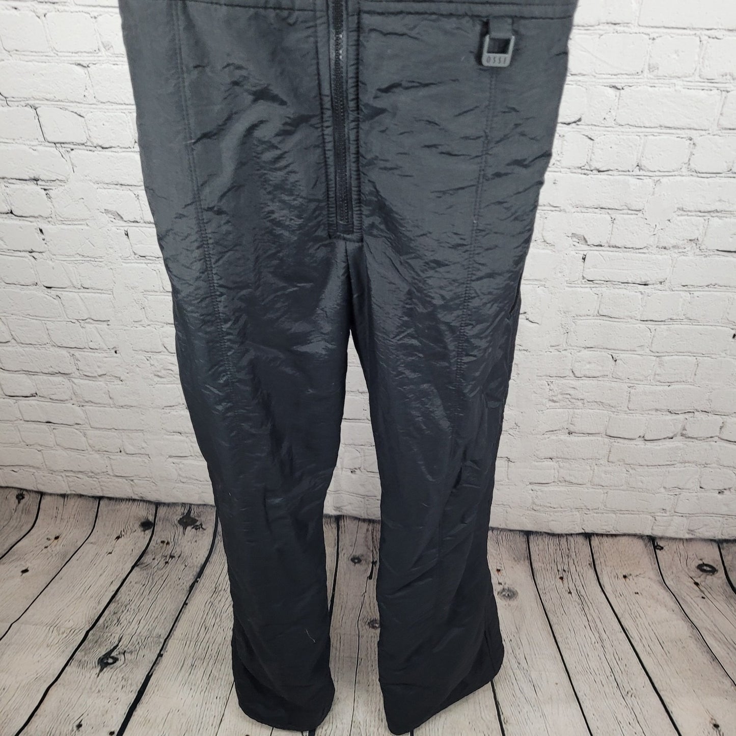 VTG OSSI Black Zip Adjustable Insulated Stretch Panel Snow Ski Bib Size Medium M