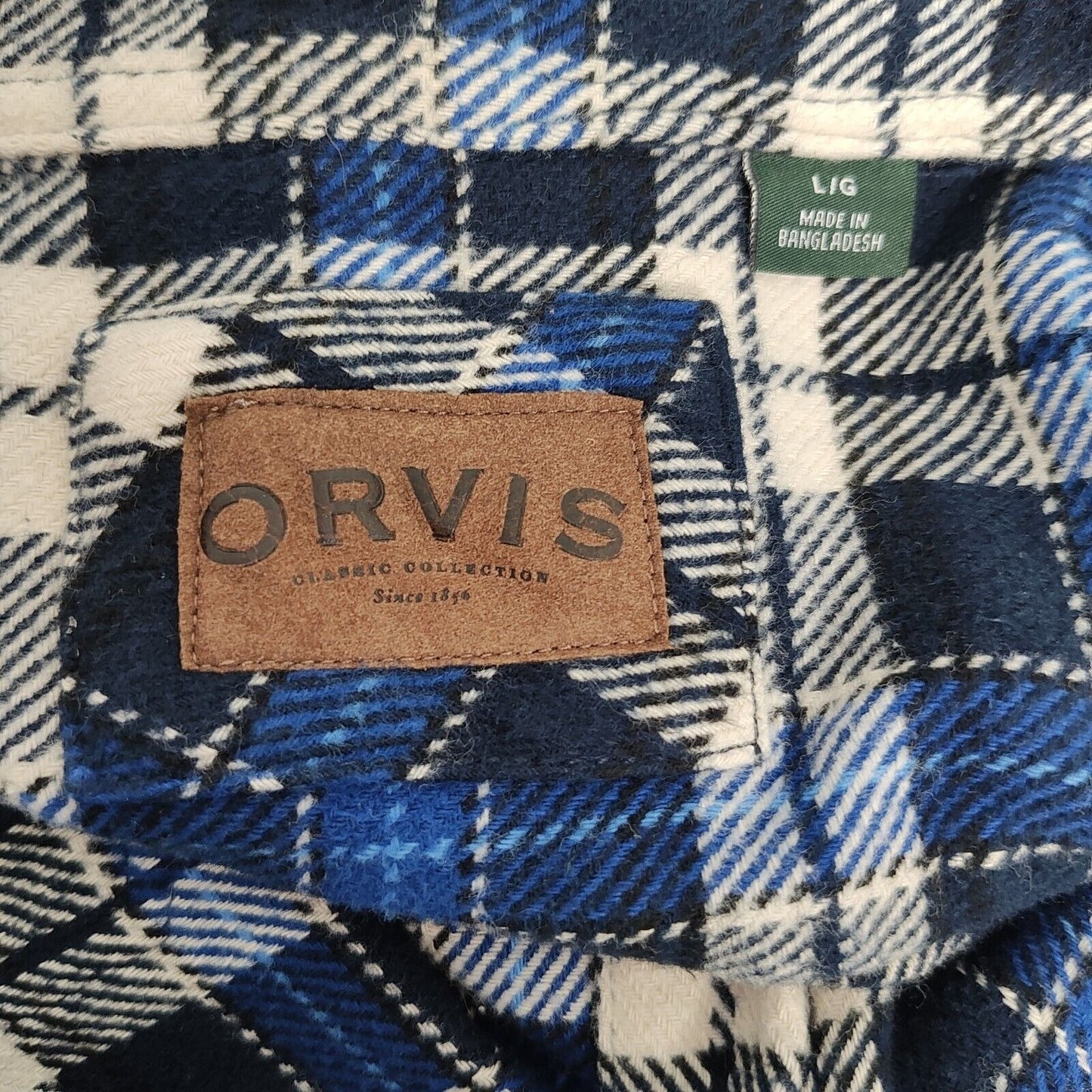 Orvis Classic Collections Plaid Thick Flannel Logo Shirt With Pockets Mens Large