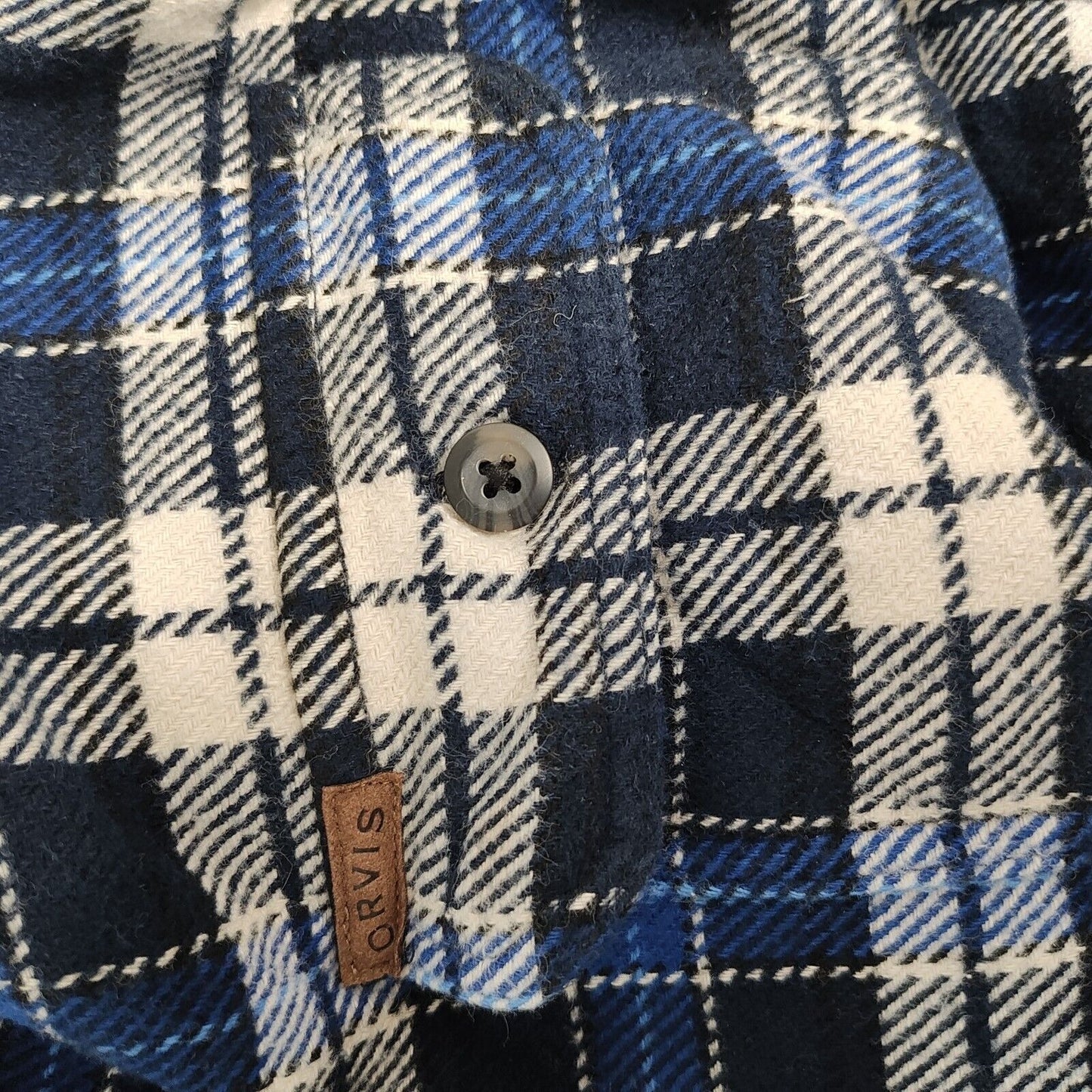 Orvis Classic Collections Plaid Thick Flannel Logo Shirt With Pockets Mens Large