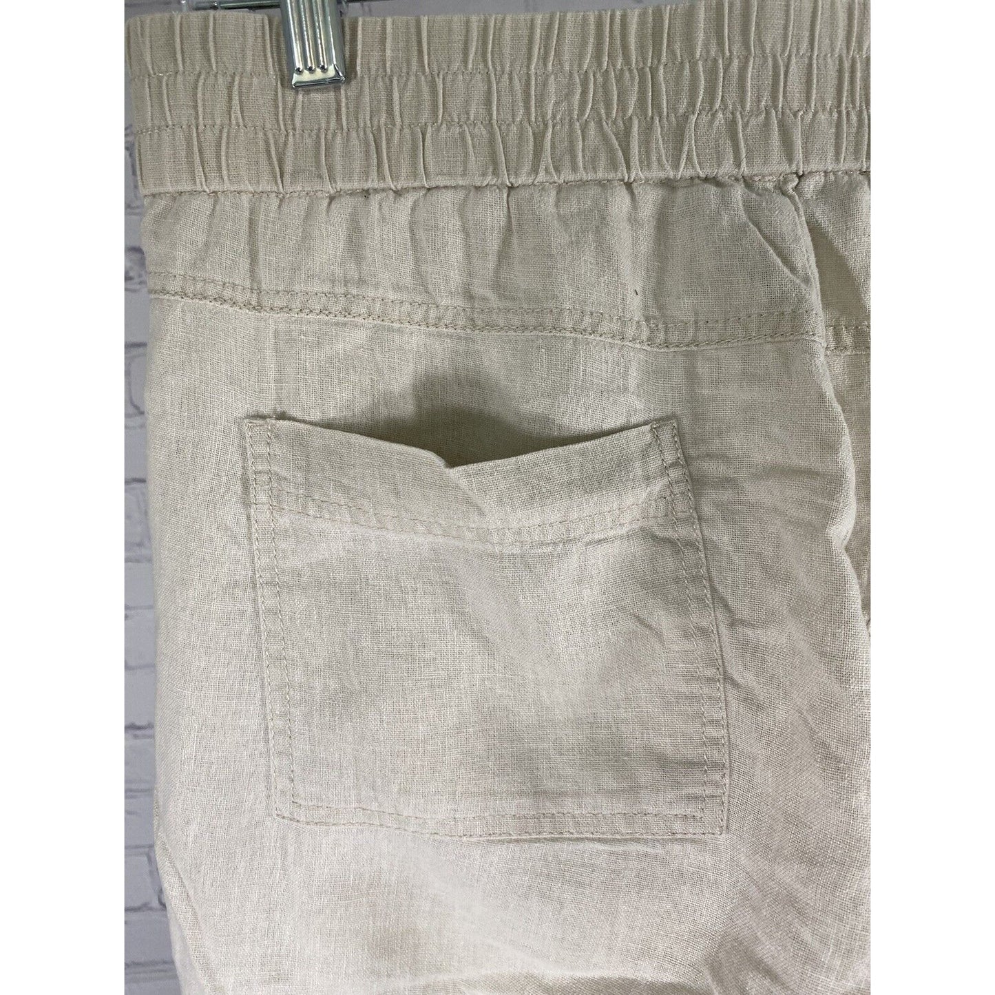 Valerie Stevens Beige Linen Blend Elastic Waist Capri Pants Petite 8P (30 x 18)