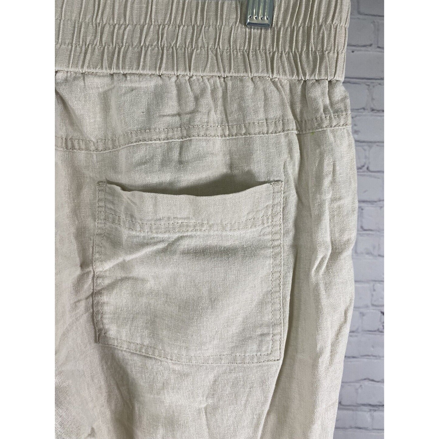 Valerie Stevens Beige Linen Blend Elastic Waist Capri Pants Petite 8P (30 x 18)