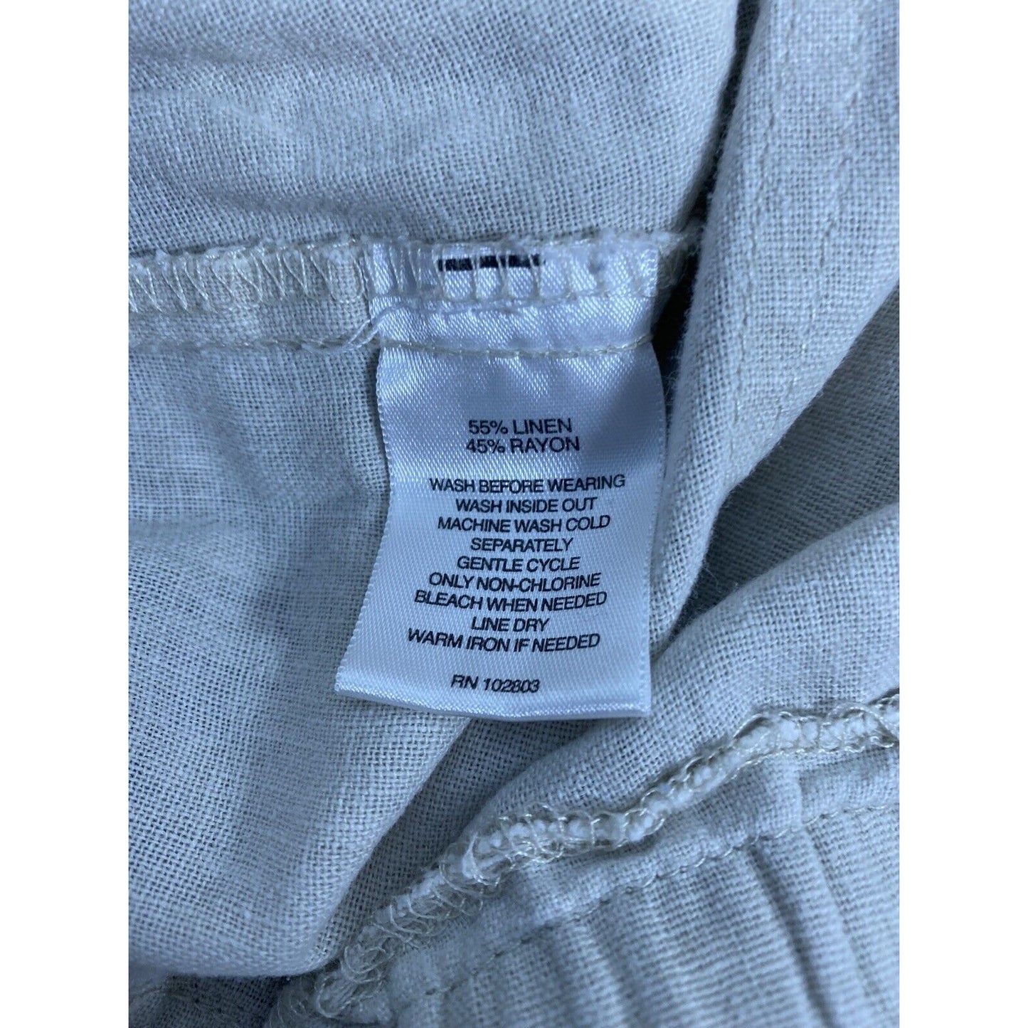 Valerie Stevens Beige Linen Blend Elastic Waist Capri Pants Petite 8P (30 x 18)