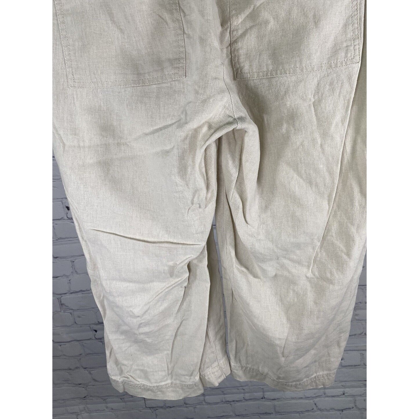 Valerie Stevens Beige Linen Blend Elastic Waist Capri Pants Petite 8P (30 x 18)