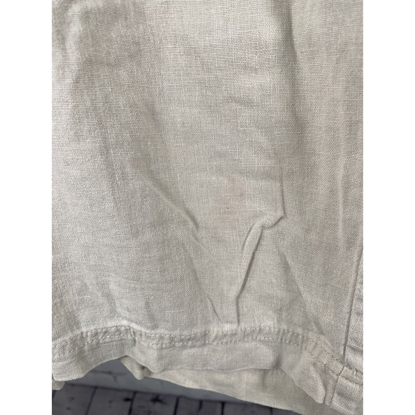 Valerie Stevens Beige Linen Blend Elastic Waist Capri Pants Petite 8P (30 x 18)