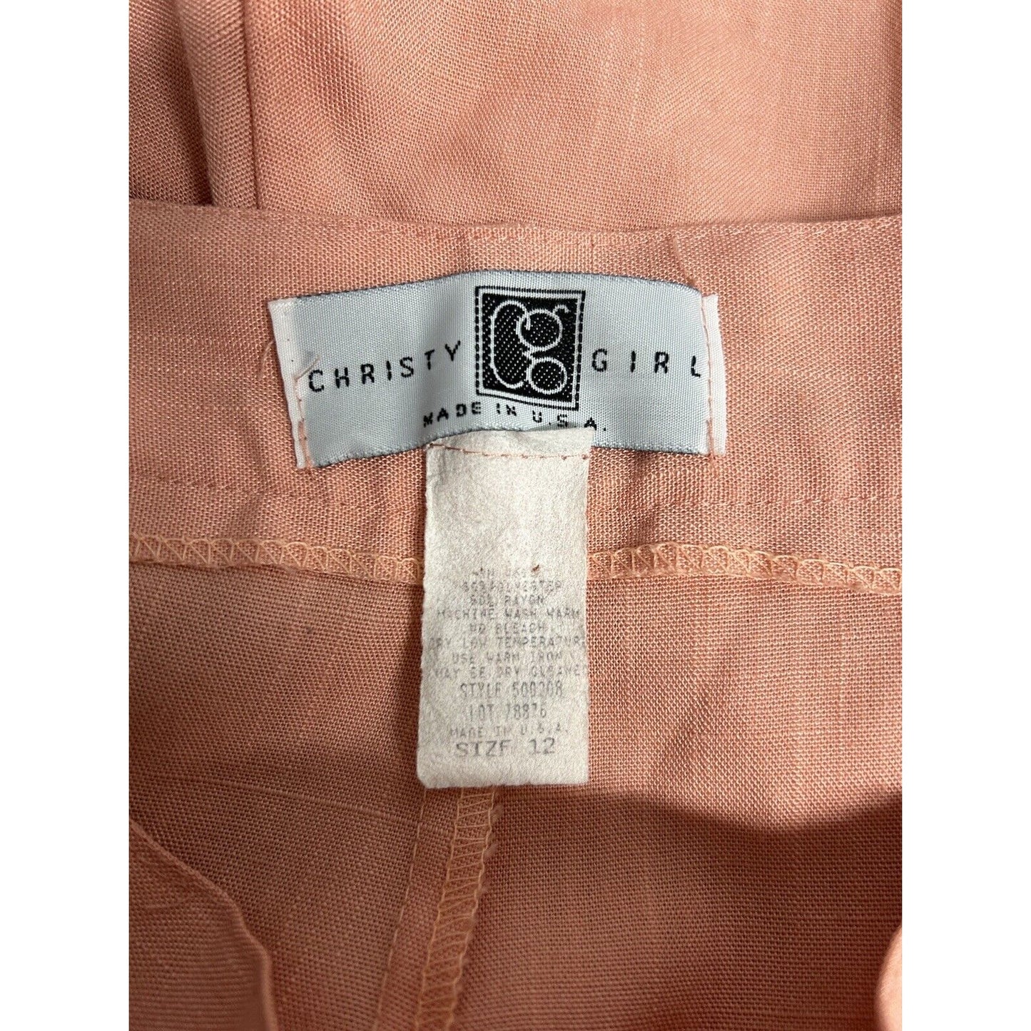 VTG Christy Girl USA Pink Elastic Waist Pleated Trousers Pants 12 (27 x 26)