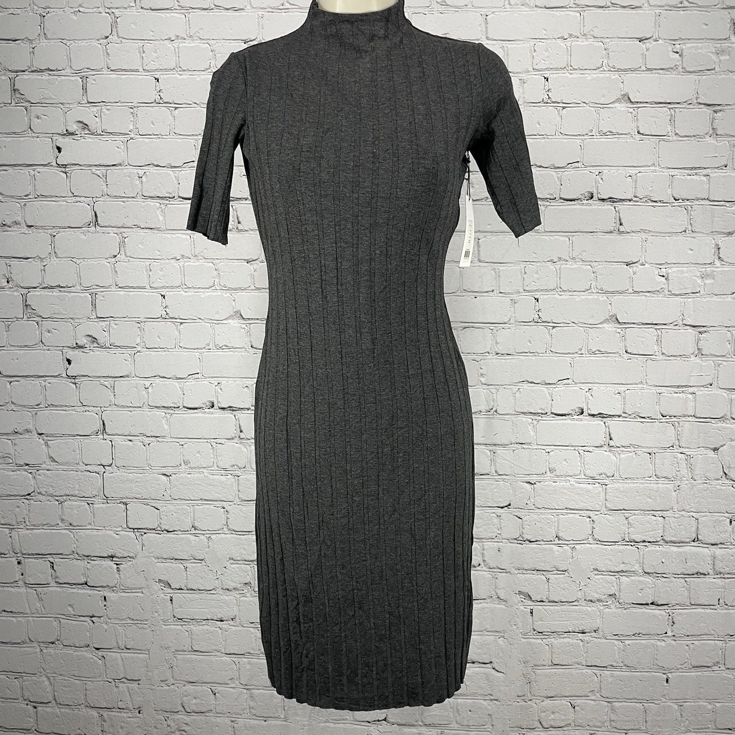 NWT Bailey Grey Anthracita Ribbed Lined Fitted Pencil Dress USA Made Size XS