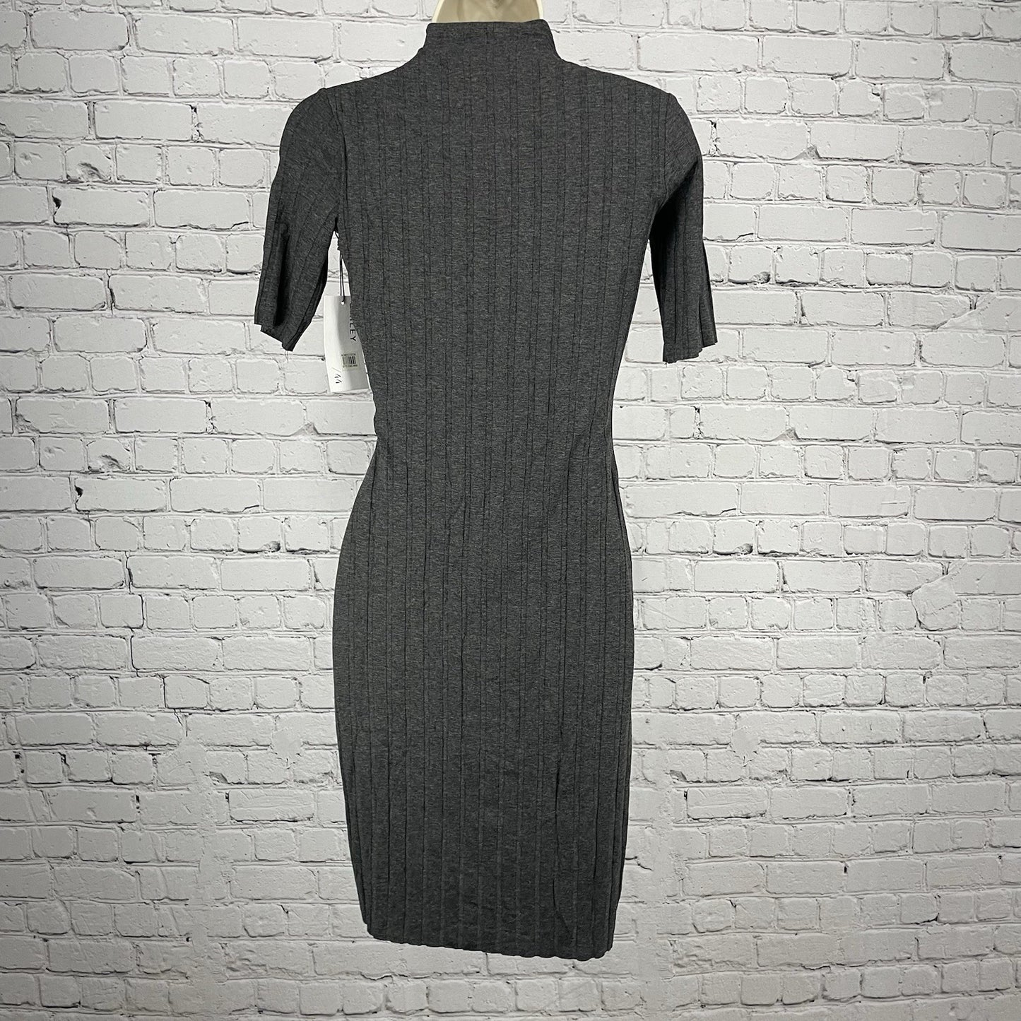 NWT Bailey Grey Anthracita Ribbed Lined Fitted Pencil Dress USA Made Size XS