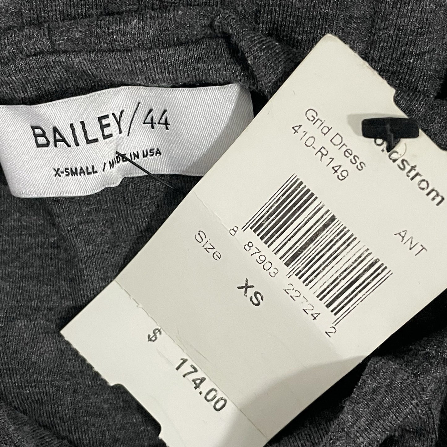 NWT Bailey Grey Anthracita Ribbed Lined Fitted Pencil Dress USA Made Size XS