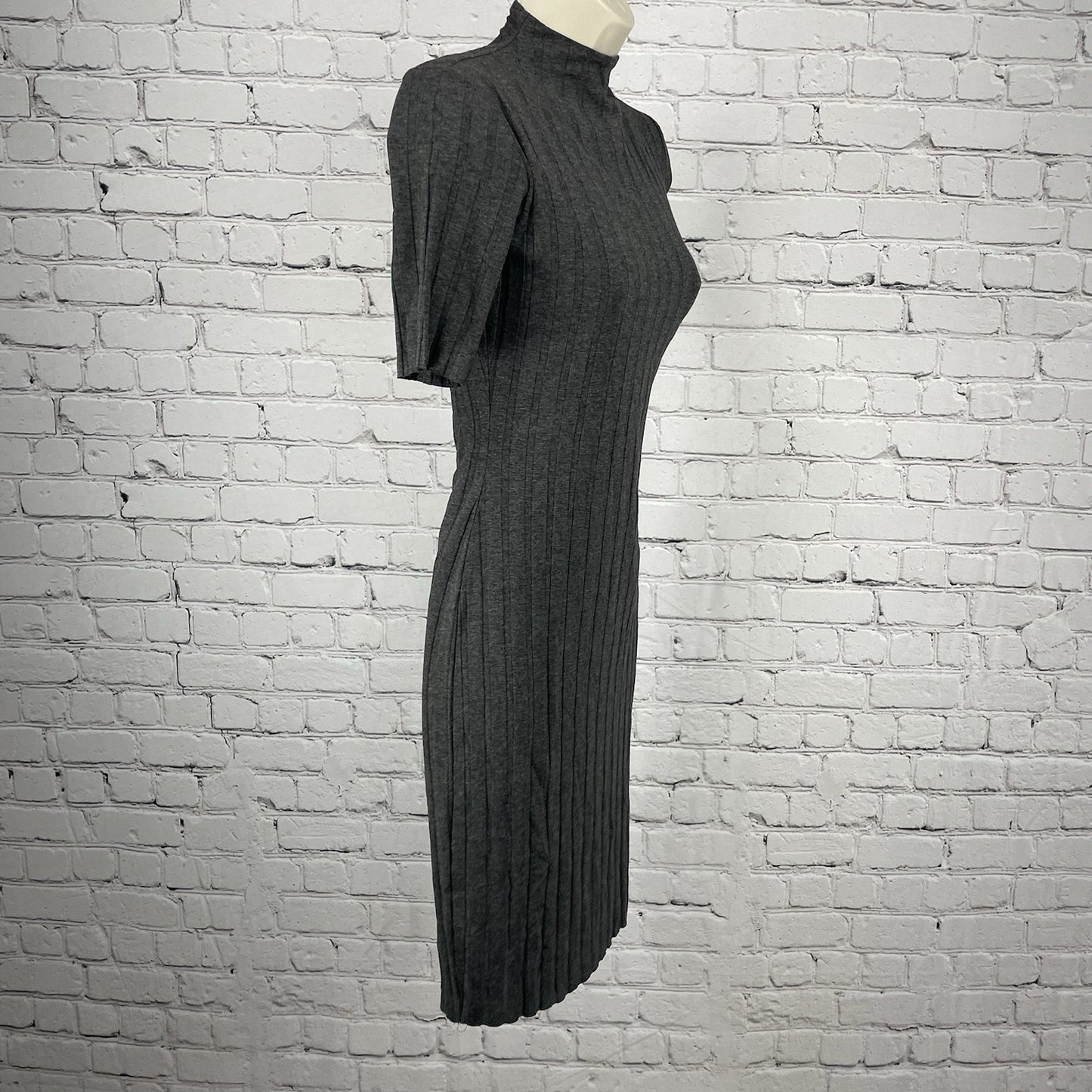 NWT Bailey Grey Anthracita Ribbed Lined Fitted Pencil Dress USA Made Size XS