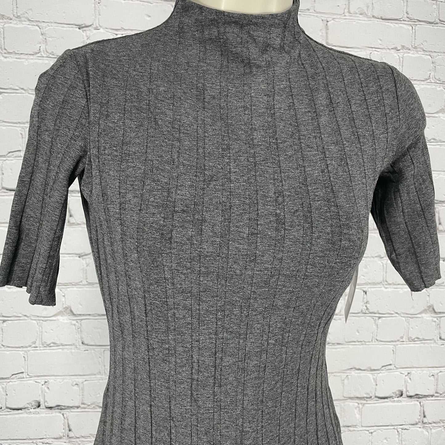 NWT Bailey Grey Anthracita Ribbed Lined Fitted Pencil Dress USA Made Size XS