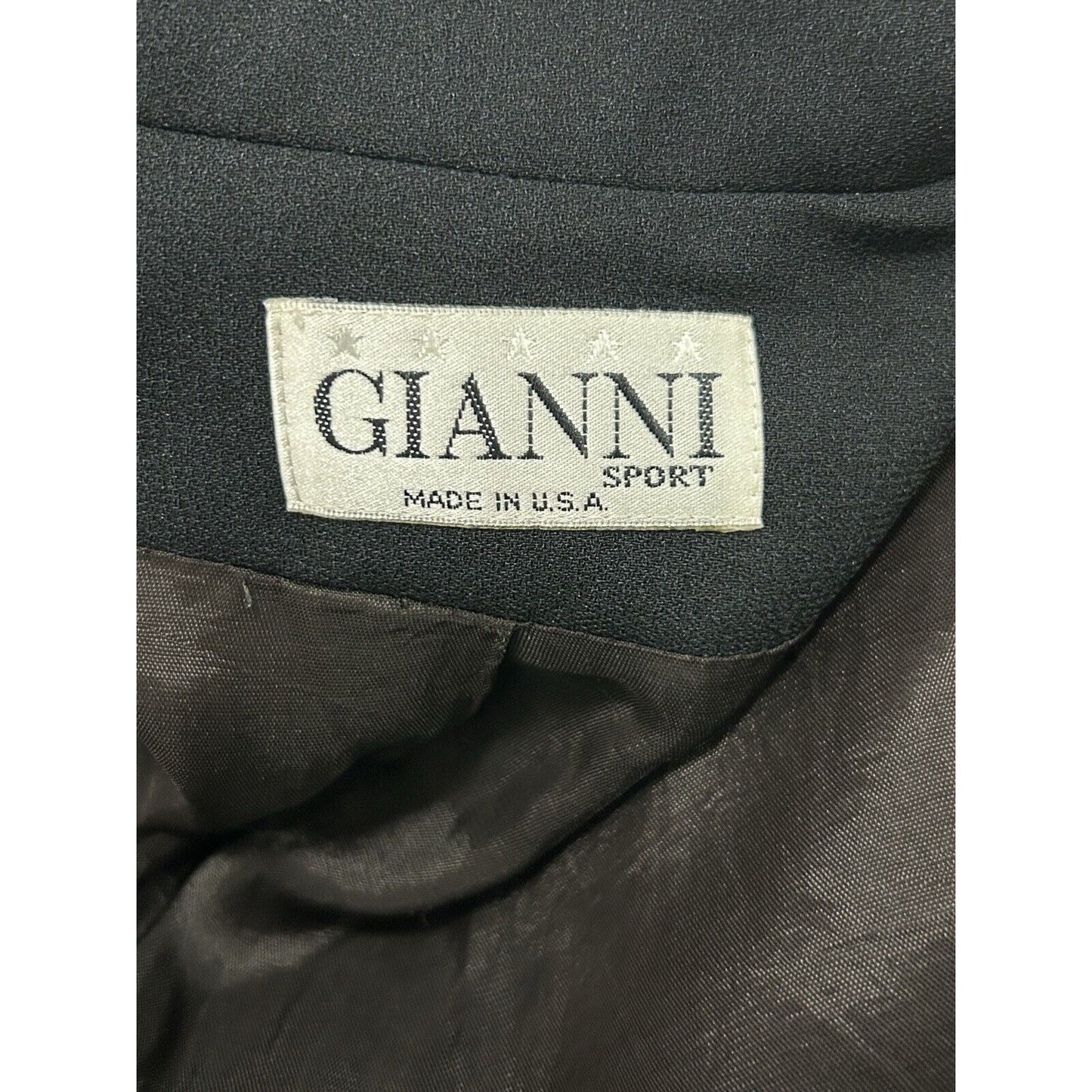 VTG Gianni Sport Solid Black 4 Button Collared Vented Blazer Women’s USA Size 8