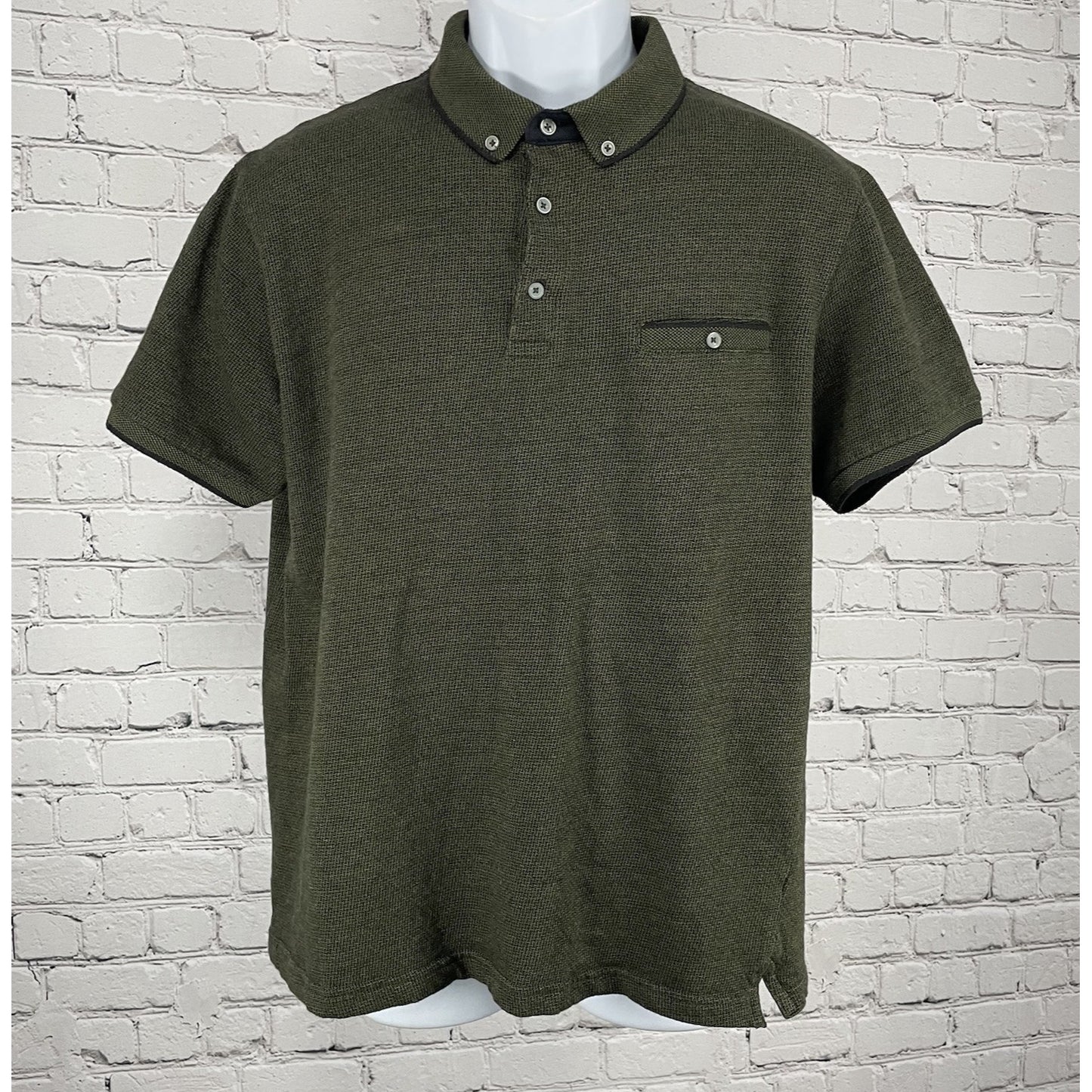 Cactus Man Green Print Button Down Collared Polo Casual Preppy Shirt Size XL