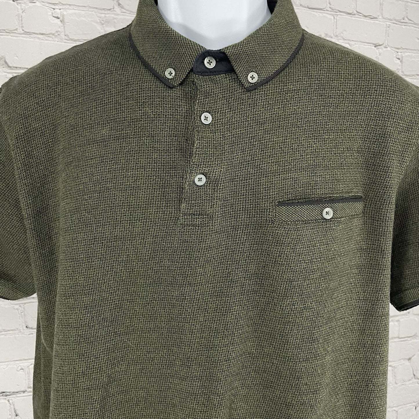 Cactus Man Green Print Button Down Collared Polo Casual Preppy Shirt Size XL
