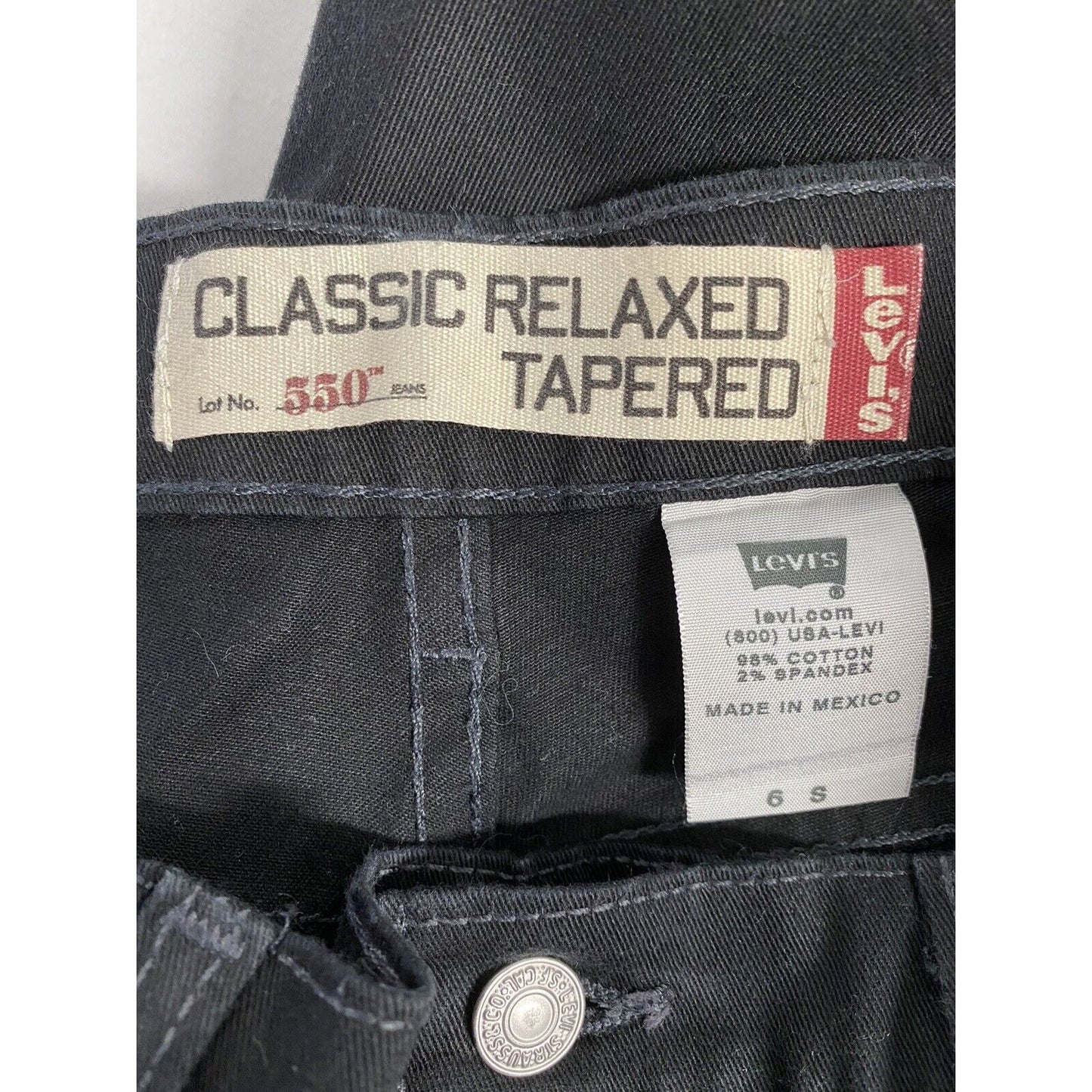 Levi’s Classic Relaxed 550’s Tapered 5 Pocket Belt Loops Black Jeans Size 6S