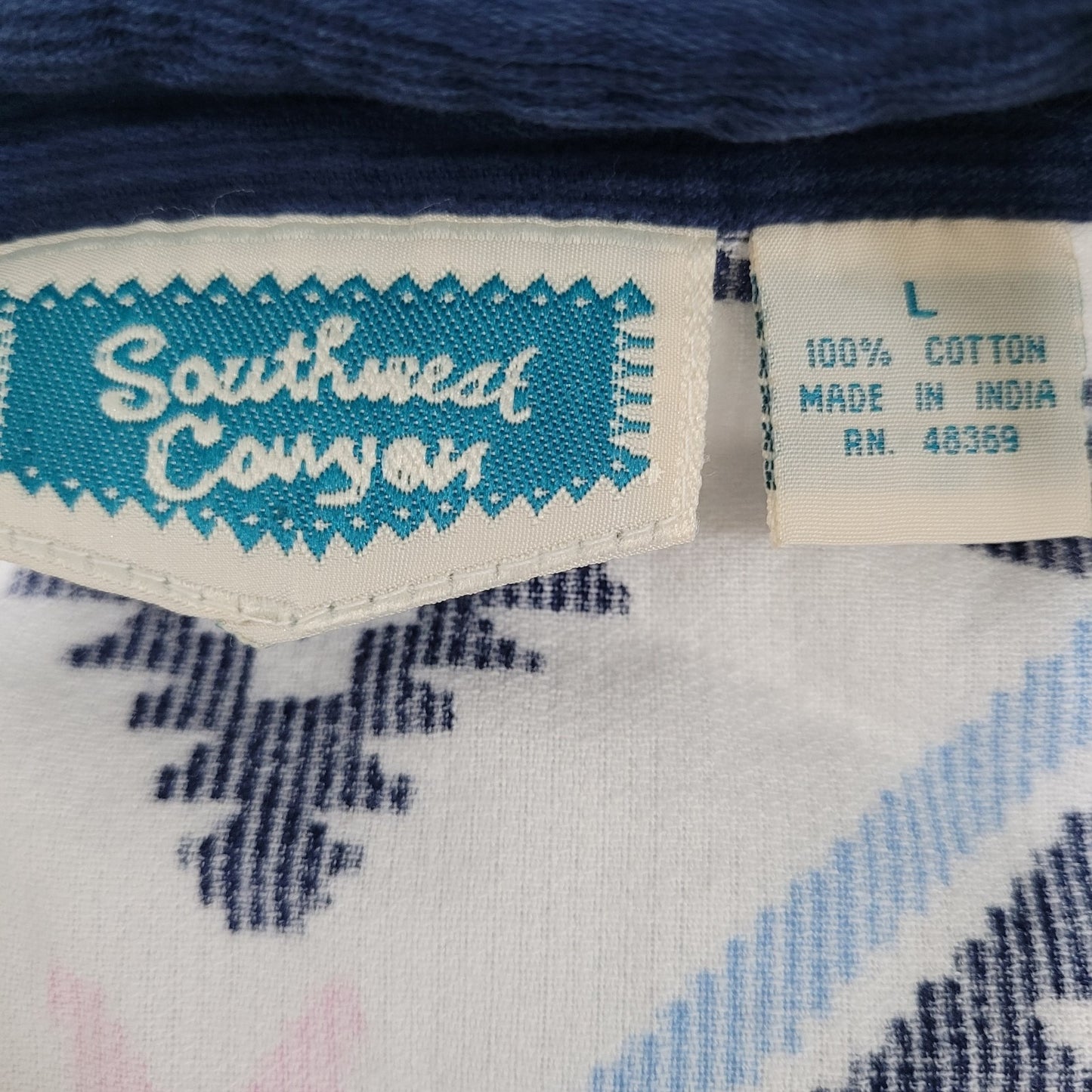 VTG Southeast Canyon Blue Pink Aztec Cotton Corduroy Button Up Shirt Large L