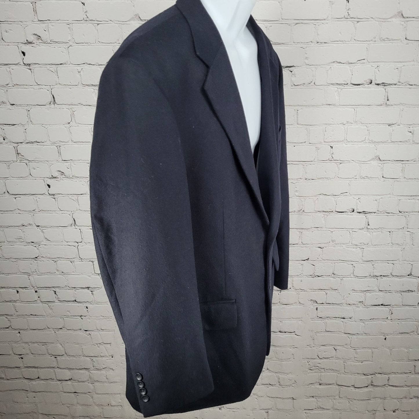 Oscar De La Renta Dark Navy Wool Cashmere Blend Blazer Sport Coat Size 46R