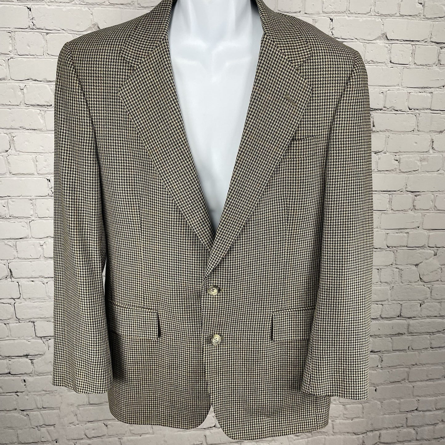 Jos A Bank Executive Collection Brown Houndstooth Silk Wool Blazer Sportcoat 40R
