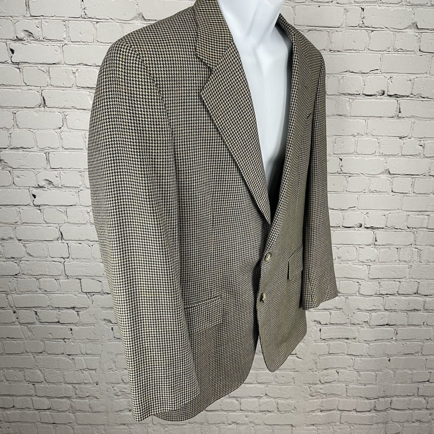 Jos A Bank Executive Collection Brown Houndstooth Silk Wool Blazer Sportcoat 40R