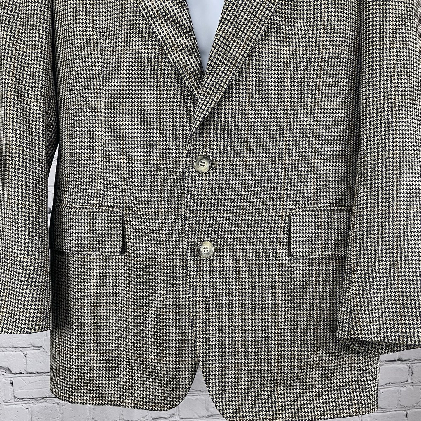 Jos A Bank Executive Collection Brown Houndstooth Silk Wool Blazer Sportcoat 40R