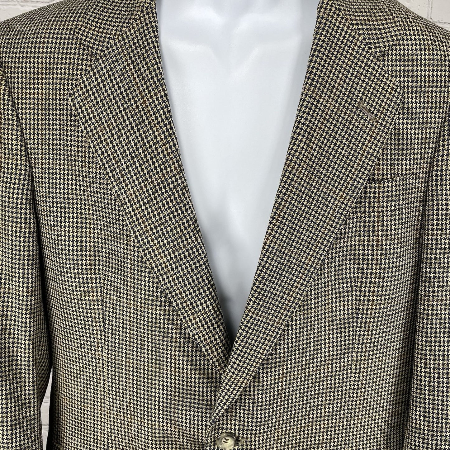 Jos A Bank Executive Collection Brown Houndstooth Silk Wool Blazer Sportcoat 40R
