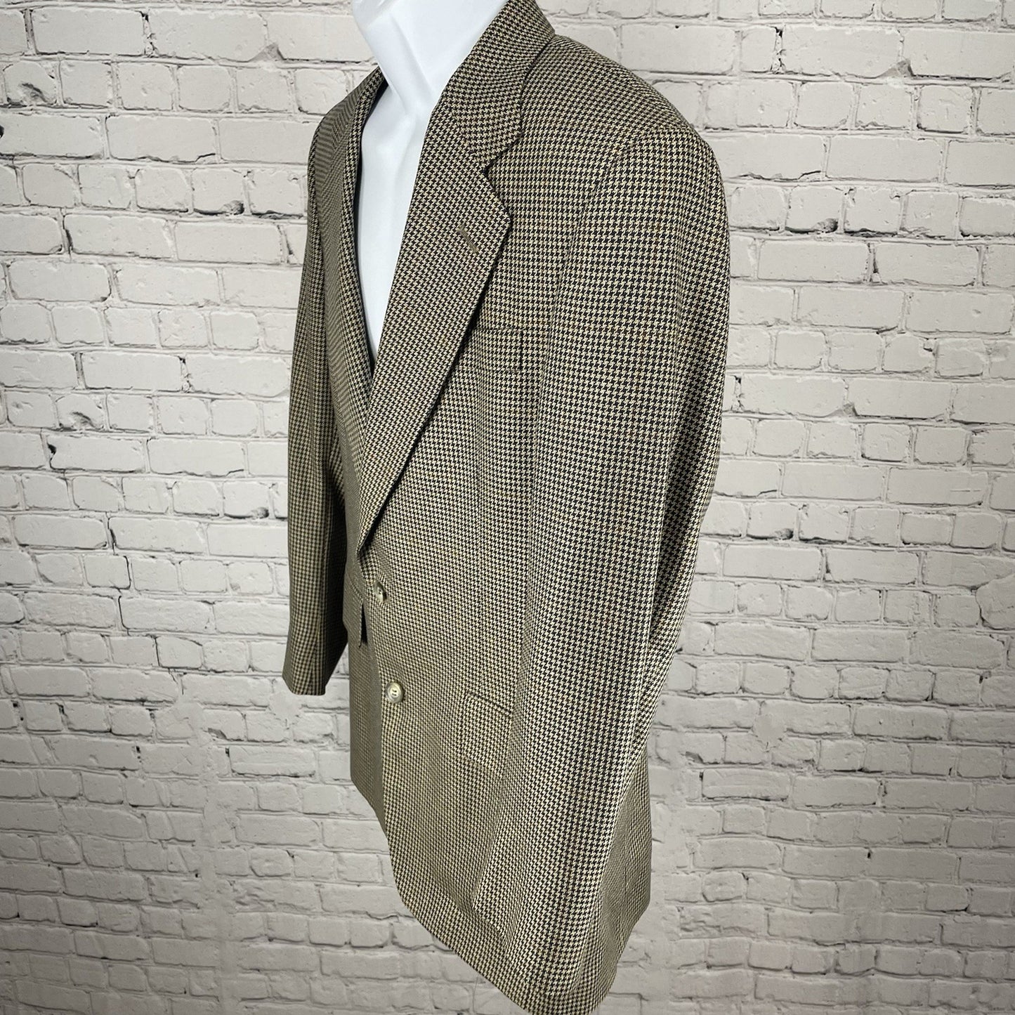Jos A Bank Executive Collection Brown Houndstooth Silk Wool Blazer Sportcoat 40R