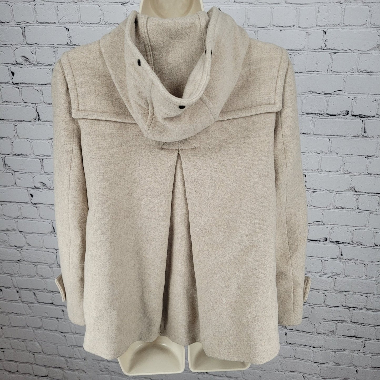 Zara Woman Tan Gold Buckle Full Zip Hooded Pockets Lined Jacket Size Small S