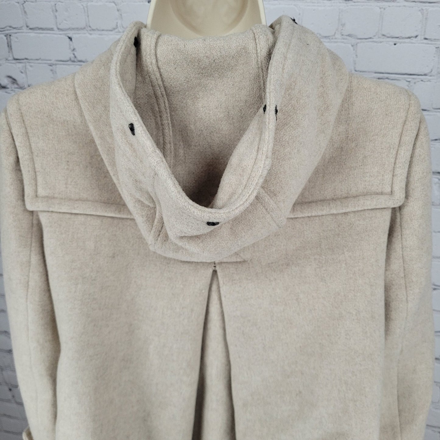 Zara Woman Tan Gold Buckle Full Zip Hooded Pockets Lined Jacket Size Small S