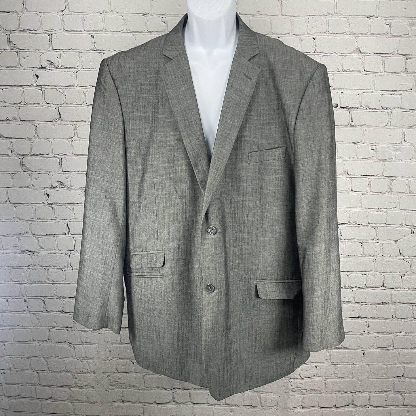 Stacy Adam’s Gray Sport Coat Blazer 2 Button Pocket Double Vented Size 46L