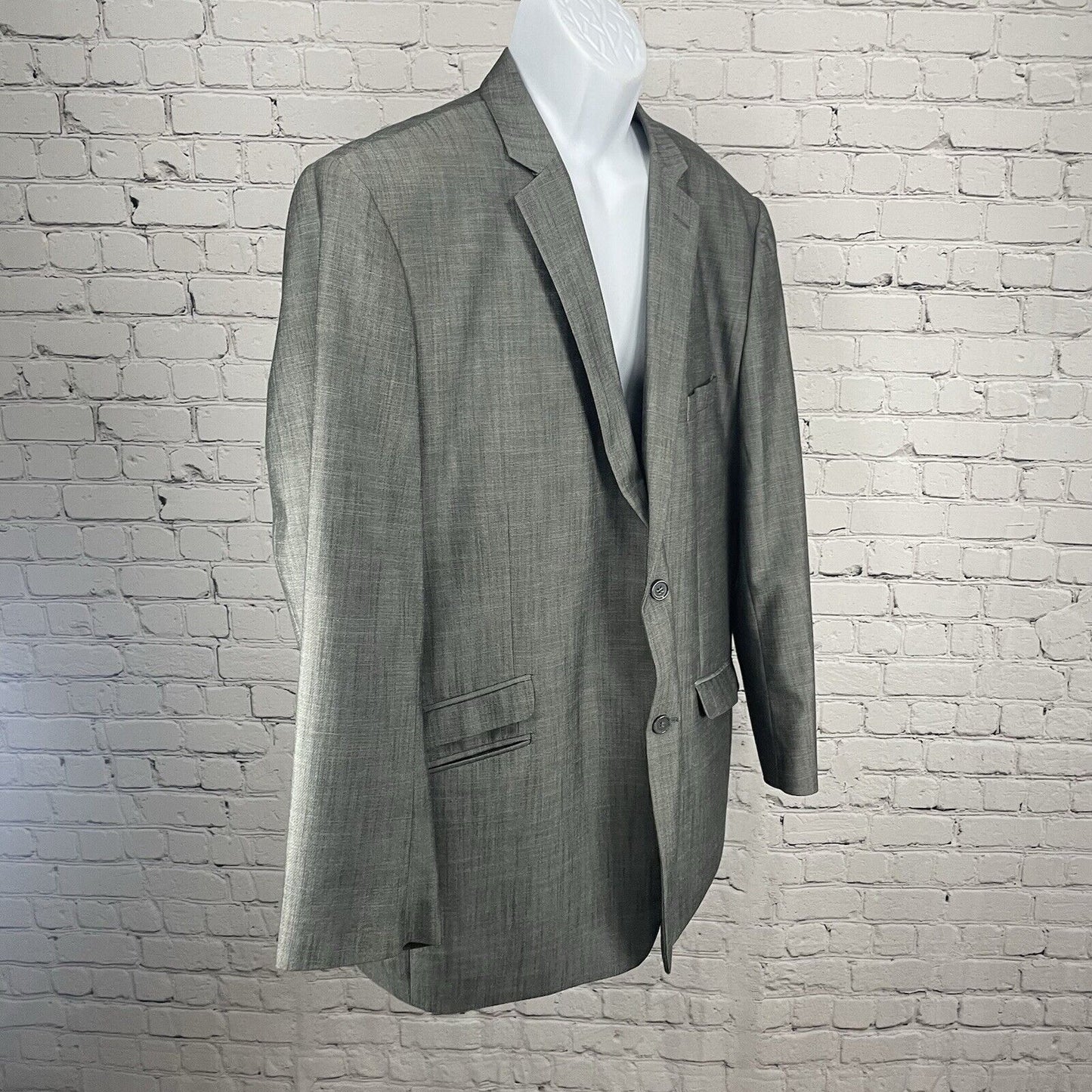 Stacy Adam’s Gray Sport Coat Blazer 2 Button Pocket Double Vented Size 46L