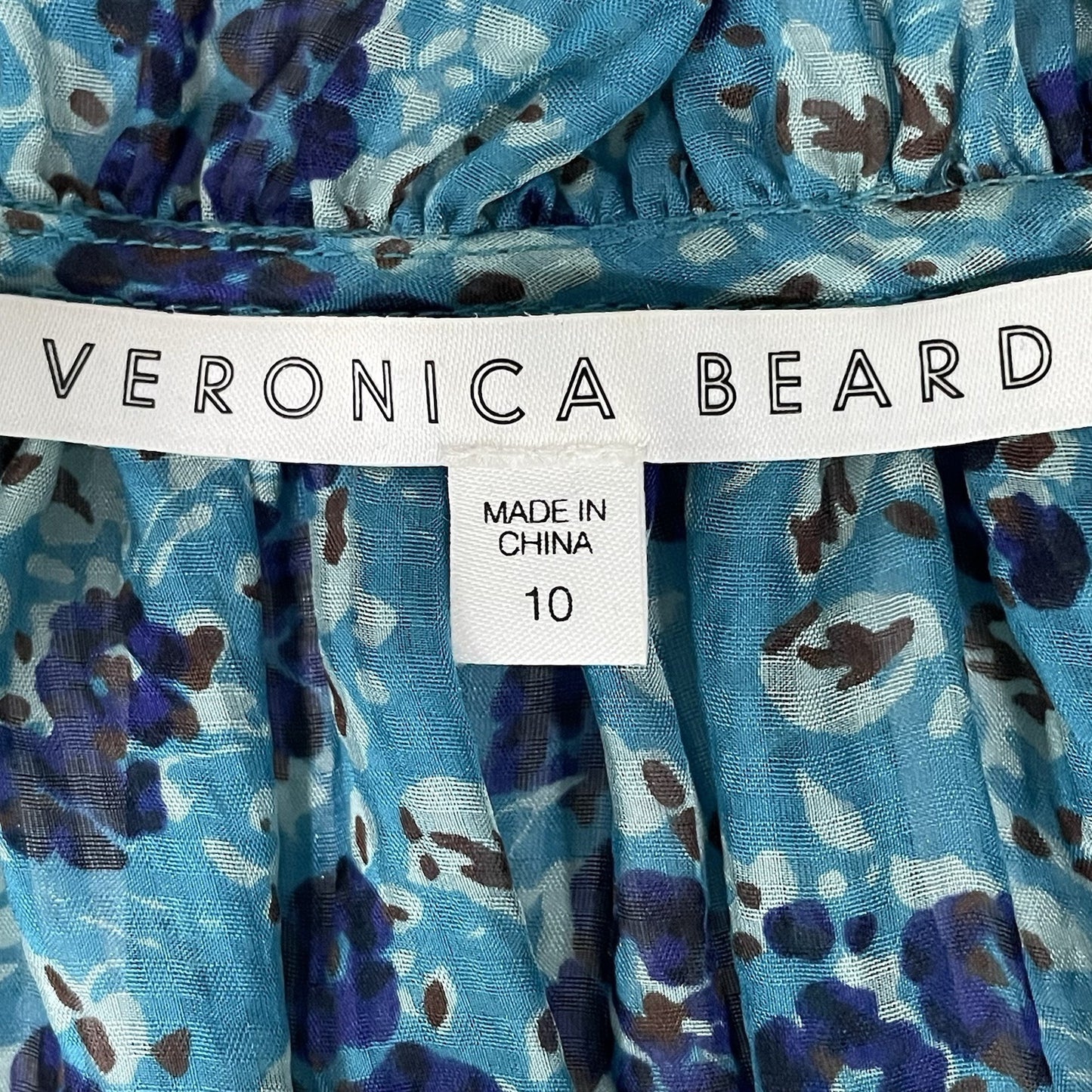 Veronica Beard Blue Silk Chiffon Ruffle Keyhole Neck Zipped Tie Dress Size 10