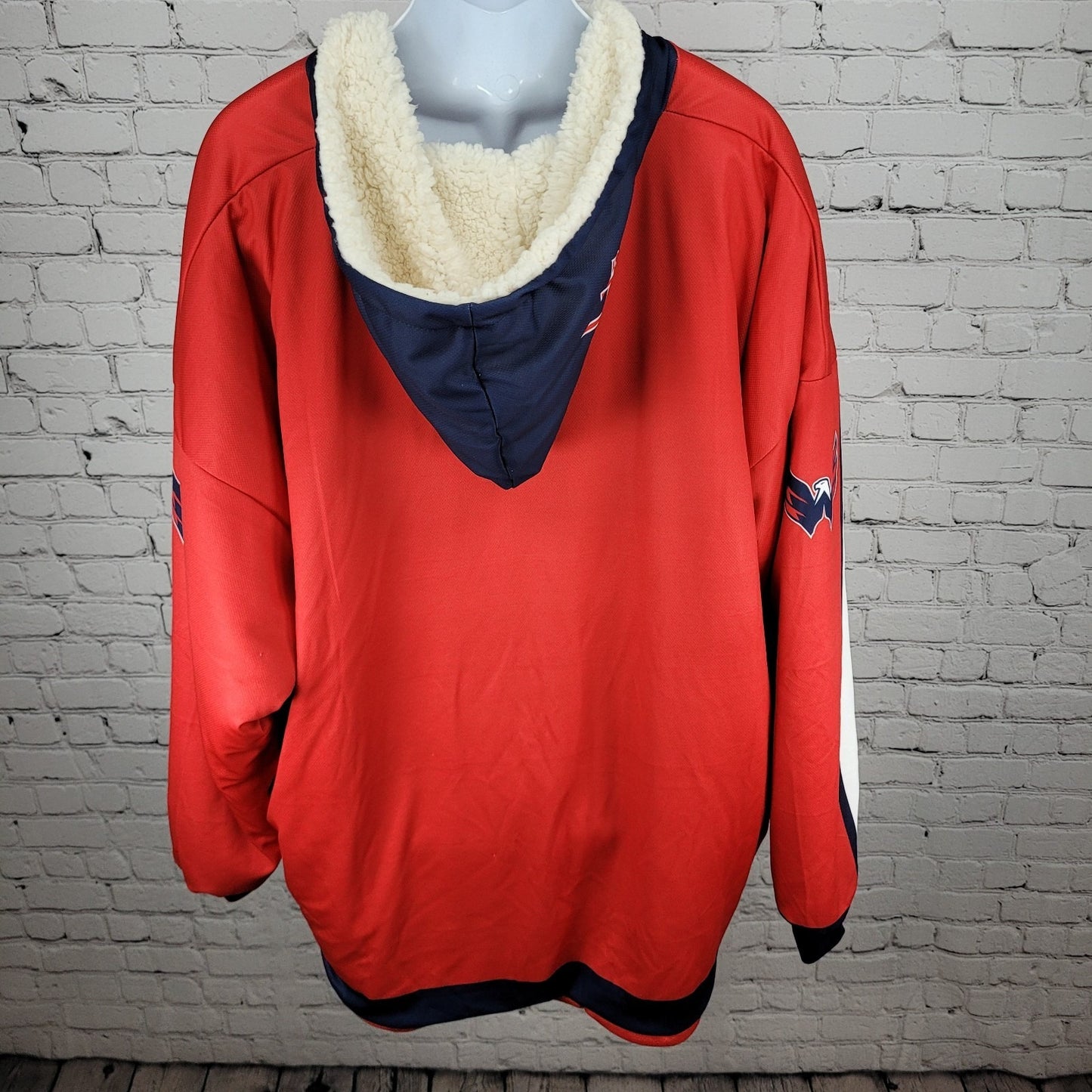 NHL Red Washington Capitals Hockey Soft Sherpa Reversible Oversized Hoodie O/S