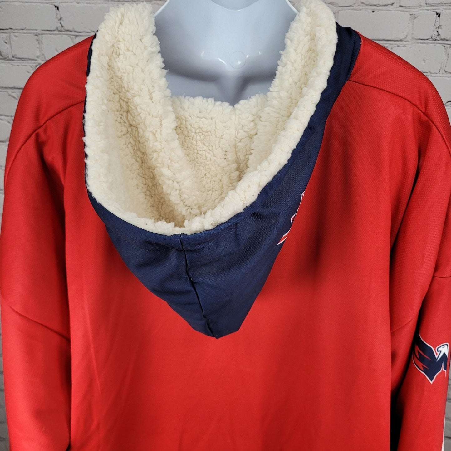 NHL Red Washington Capitals Hockey Soft Sherpa Reversible Oversized Hoodie O/S