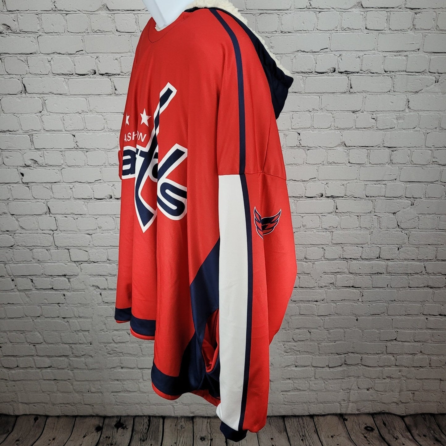 NHL Red Washington Capitals Hockey Soft Sherpa Reversible Oversized Hoodie O/S